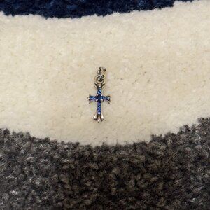 Chrome Hearts Tiny Cross With Blue Stones pendant